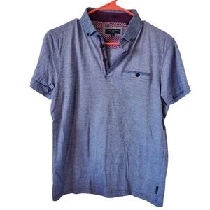 Ted Baker Mens Blue Short Sleeve Polo Shirt Size 3 38  Golf Preppy Summer